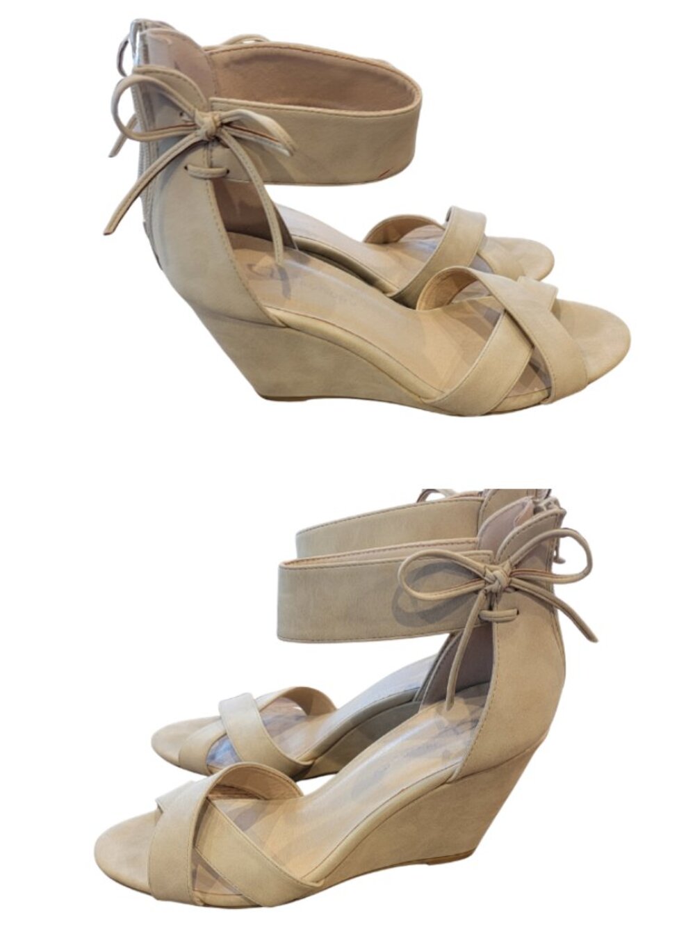 CL by Laundry Canty Wedge Sandal. Beige/Natural/Taupe